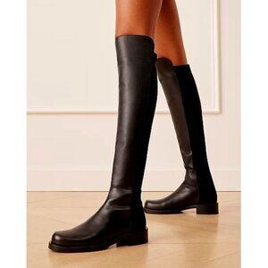 STUART WEITZMAN 5050 OTK BLACK STRETCH LEATHER BOOT - NVR WORN- 8M